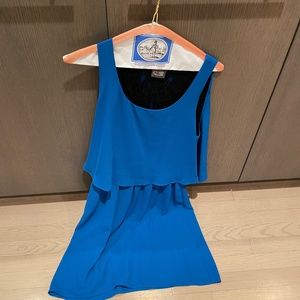 Cusp by Neimans Marcus Royal Blue tiered dress/black lace/ Size L